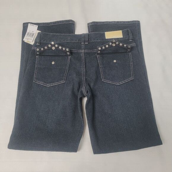 MICHAEL Michael Kors Jeans Y2K Low Rise Boot Cut Denim Stud Sausalito 10 New - Picture 5 of 14